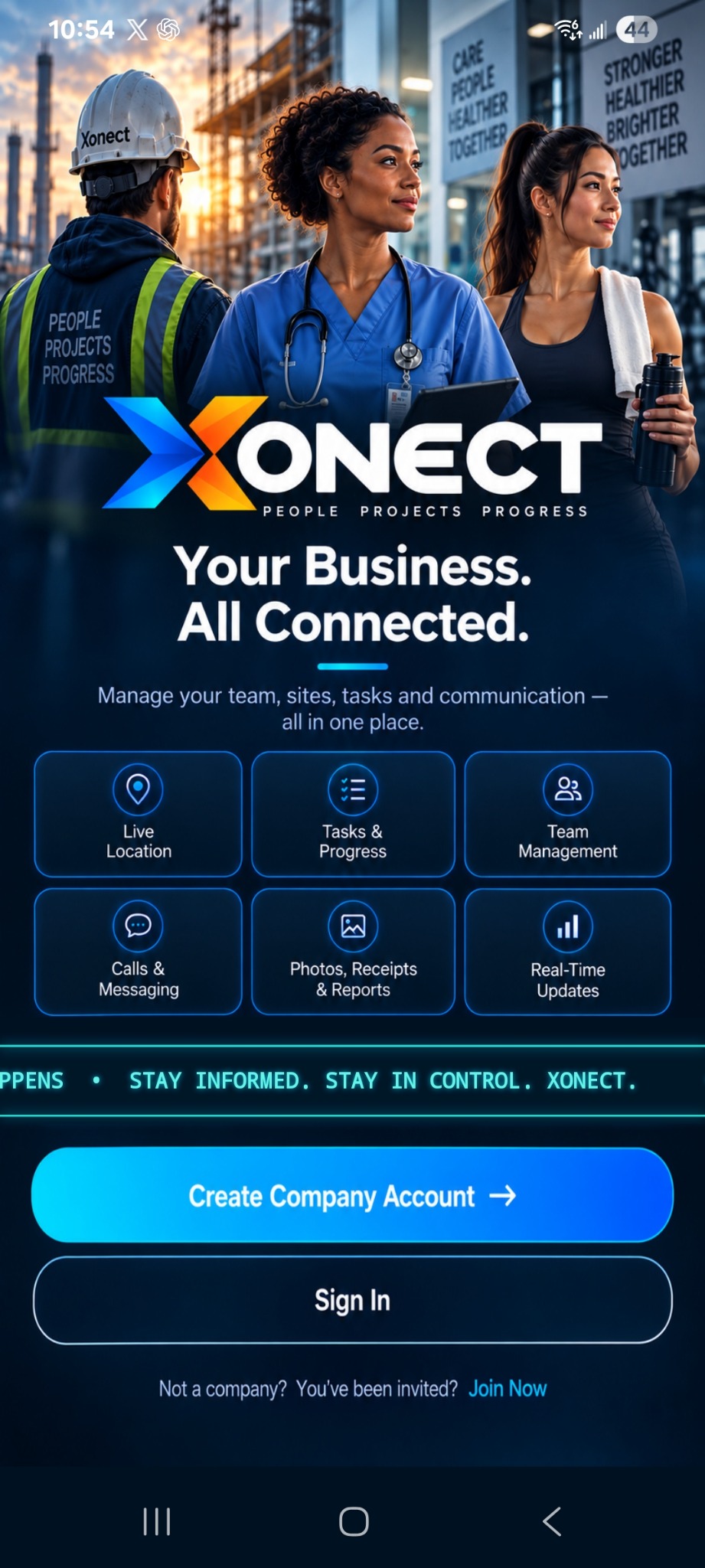 Xonect app screen